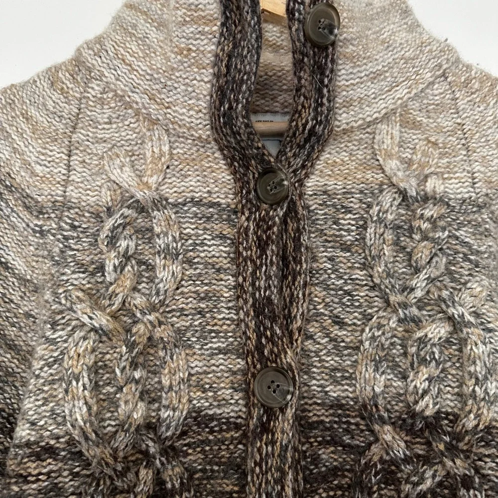 LOFT Women's XL Color Block Angora Cashmere Wool Knit Cardigan Short Sleeve Cozy